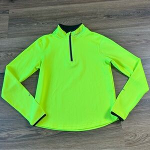 Brooks 1/4 Zip Pullover Womens Small Neon Yellow Equilibrium Reflective Running